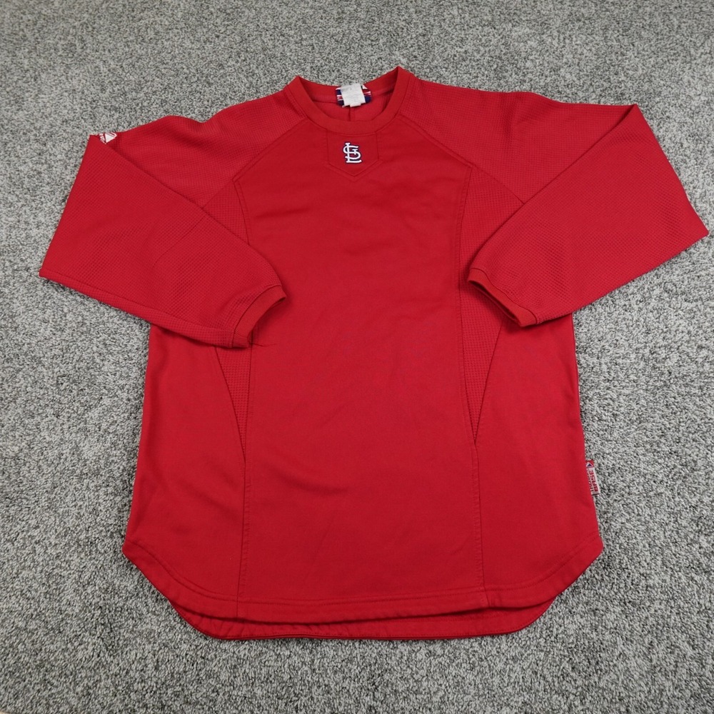 St Louis Cardinals Sweater Mens S Red Majestic MLB Baseball Crewneck Sweatshirt